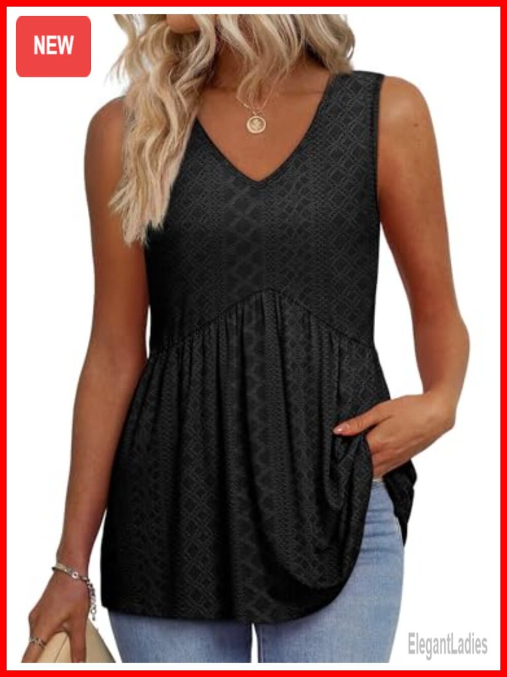 Womens Flowy Peplum Tank Top Sleeveless V Neck Babydoll Loose Fit